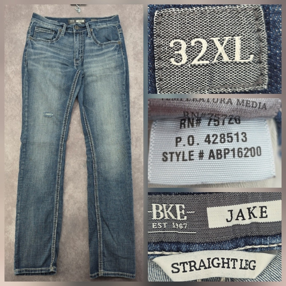 BKE Jake Straight Leg Jeans Mens 32x36 32XL Medium Wash Stretch Denim ABP16200